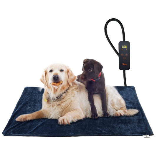 Toozey Cat & Dog Heating Pad Indoor 90*65cm, Timing & Temperature Adjustable Safe Electric Pet Heating Blanket, Soft Warming Blanket for Newborn/Small/Elderly Cat and Dog