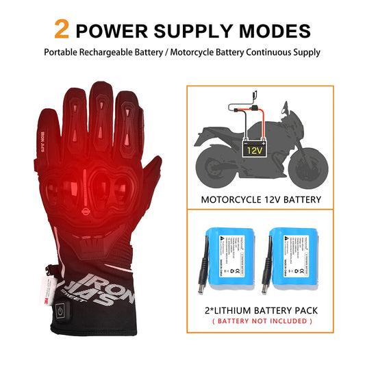 BORLENI Heated Gloves Winter 12V Winter Gloves Waterproof Windproof Warm Gloves Men Women