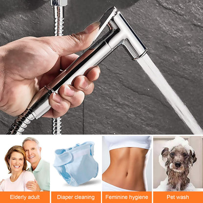 Ibergrif M22010 - Concealed WC-Bidet Hand Shower Set with shower and holder, hose, hot and cold water, chrome, silver
