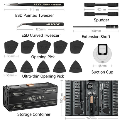 JAKEMY 180 in 1 Precision Screwdriver Set, Multi-Bits, manual screwdriver, magnetic, with damaged screw extractor set, laptop repair tool set for PC, phone, computer.