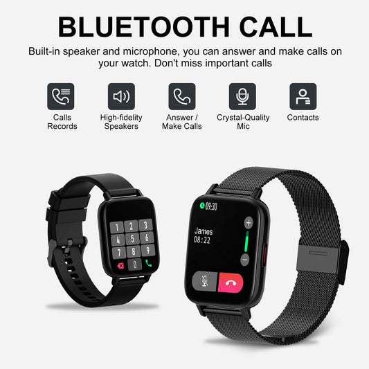 Erkwei smartwatch for women with bluetooth calls 1.69 inch fitness watch women heart rate monitor sleep monitor pedometer SpO2 fitness tracker pedometer calories music control