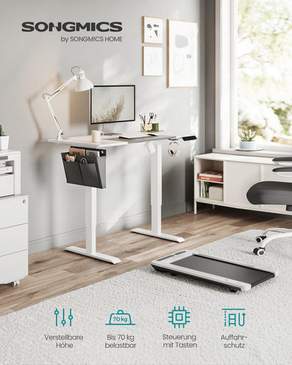 SONGMICS Electric Height Adjustable Desk, 120 x 60 cm, continuously adjustable, Memory Function with 4 heights, cloud white-dove gray LSD015W02
