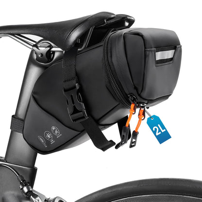 BHHTBB Waterproof Bike Saddle Bags, Expandable from 1.5L to 2L capacity, with Reflective details. Perfect for Gravelbike MTB.