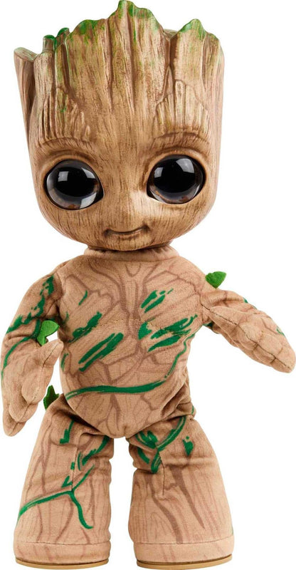 Mattel Marvel plush figure Dancing and Talking Groovin' Groot from the Disney+ series "I am Groot", soft toy for gift or collectors, HJM23