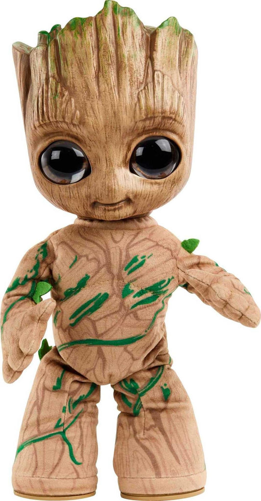 Mattel Marvel plush figure Dancing and Talking Groovin' Groot from the Disney+ series "I am Groot", soft toy for gift or collectors, HJM23