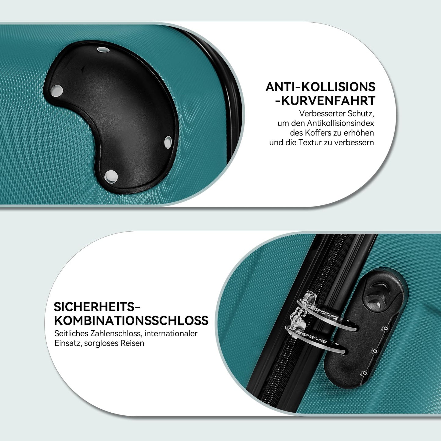 BEIBYE Twin Wheels Hardshell Suitcase Travel Luggage Trolleys in XL-L-M in 14 colors (Dark Green, Medium Suitcase (66cm))