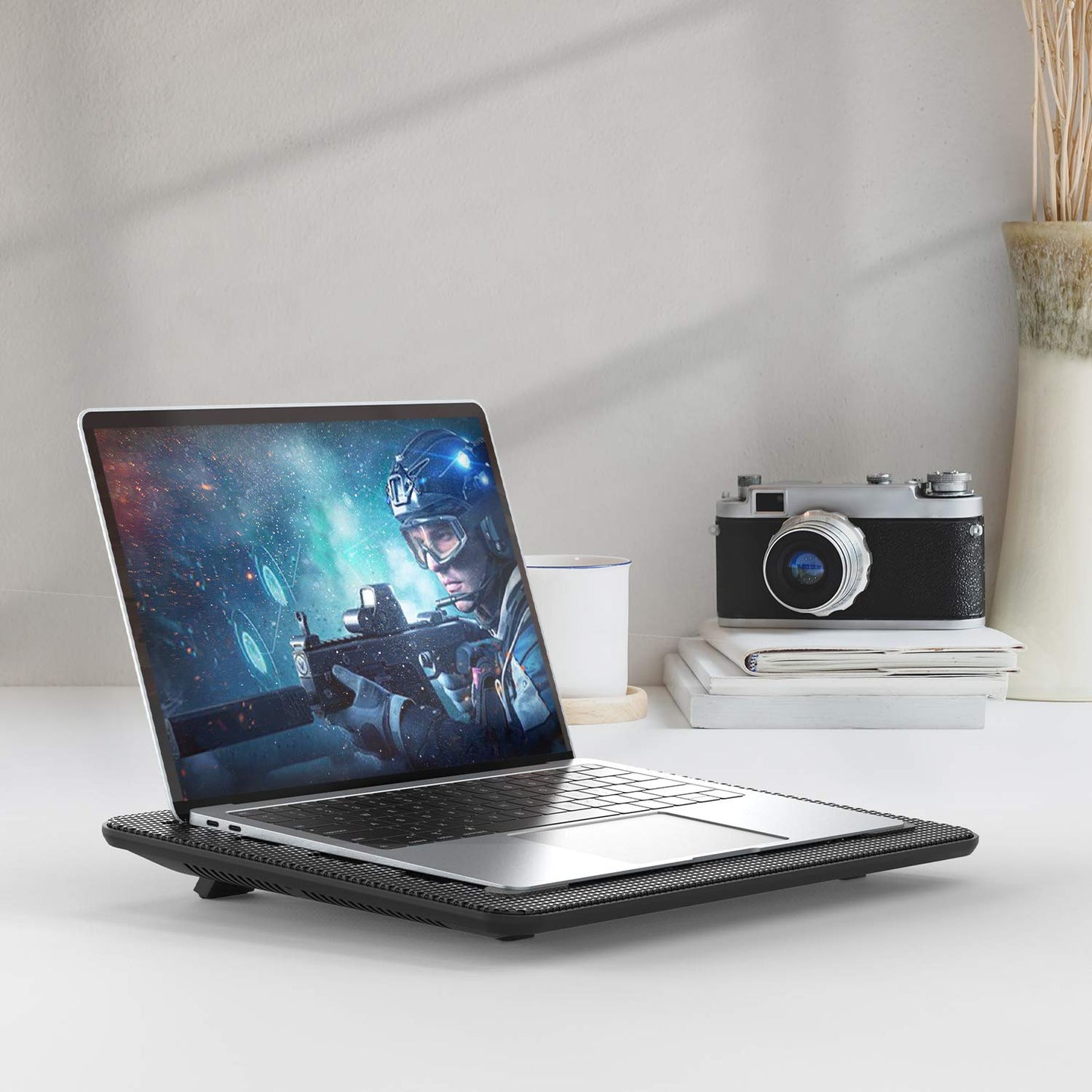 TECKNET Laptop Cooling Pads, Laptop Cooler for 12-17 inch, Cooling Pad Notebook Cooler Stand Cooling Mat, 2 USB Ports, 3 Fans with LEDs (Blue+Black)