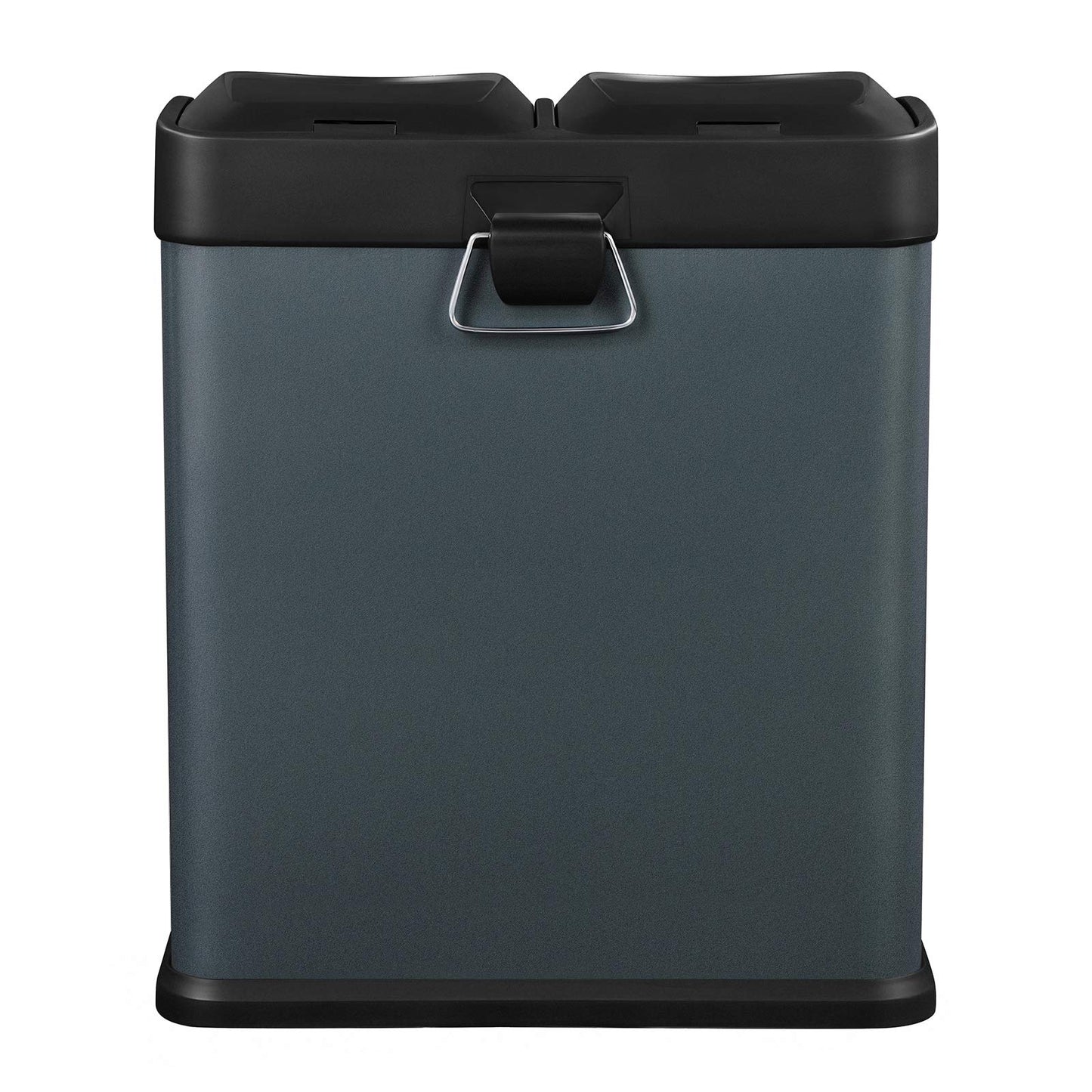SONGMICS trash can 30 liters, waste separation, 2 x 15 liters, garbage can, step trash can with inner bins, colored pedals, waste recycling system for the kitchen, smoke gray-black LTB30G