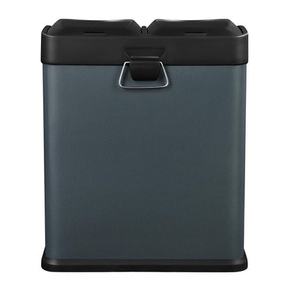 SONGMICS trash can 30 liters, waste separation, 2 x 15 liters, garbage can, step trash can with inner bins, colored pedals, waste recycling system for the kitchen, smoke gray-black LTB30G