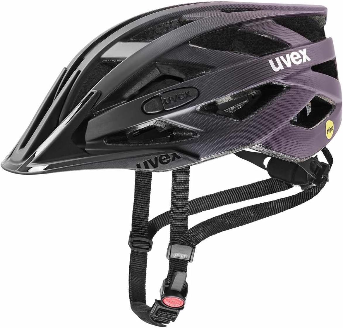 uvex i-vo cc MIPS - Lightweight all-round helmet for women and men - MIPS system - expandable with LED light - Black-Plum matte - 56-60 cm