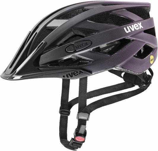 uvex i-vo cc MIPS - Lightweight all-round helmet for women and men - MIPS system - expandable with LED light - Black-Plum matte - 56-60 cm