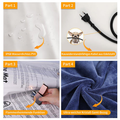 Toozey Cat & Dog Heating Pad Indoor 90*65cm, Timing & Temperature Adjustable Safe Electric Pet Heating Blanket, Soft Warming Blanket for Newborn/Small/Elderly Cat and Dog