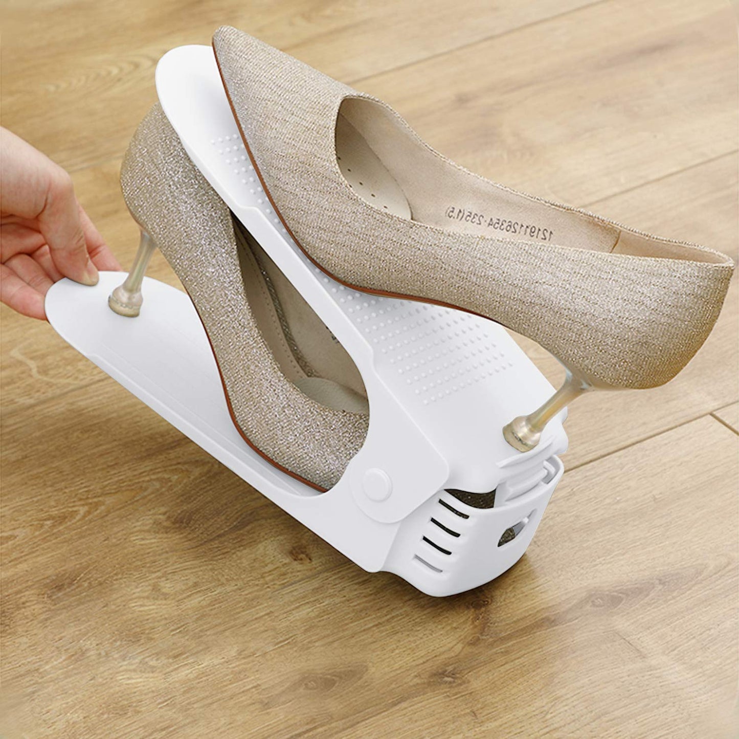 LILIIN 30pcs Adjustable Shoe Racks Non-Slip Shoe Stacker 3 Height Adjustable Shoe Storage Shoe Organizer (30pcs, White)