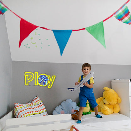 LUCUNSTAR Basketball Neon Sign for Wall Decor, Play Neon Light, Basketball LED Sign with USB Powered for Game Room, Living Room, Basketball Court