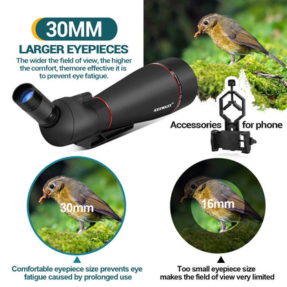 25-75X 100MM Spotting Scope for sports shooting hunting bird watching IPX7 waterproof FMC BAK4 prism with tripod phone adapter Black