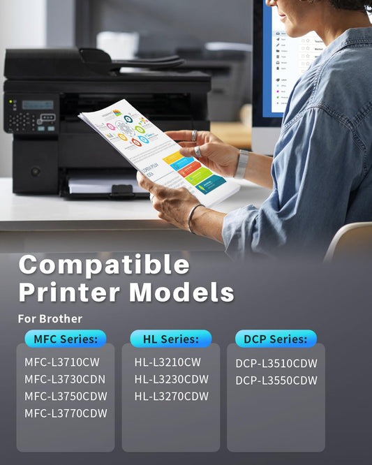INK4U TN-243CMYK TN247 toner as a replacement for Brother MFC L3750CDW MFC-L3750CDW DCP-L3550CDW MFC-L3770CDW HL-L3230CDW HL-L3210CW TN243 (Black Cyan Yellow Magenta, 4-pack)