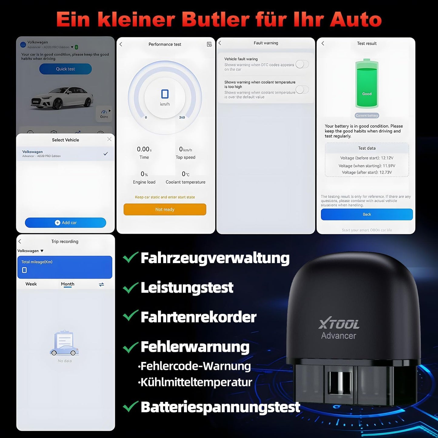 XTOOL AD20 Pro OBD2 diagnostic tool car scanner All System Scan, OBD2 code reader with DTC definition, Oil reset, 13+ languages, voltage detection, lifelong free updates, for iOS and Android.