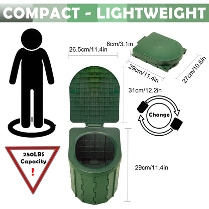 KINSPORY Camping Toilet, Portable Toilet, Separation Toilet, Portable Toilet for Outdoor or Indoor, Folding Potty for Car Camping (Green with lid)