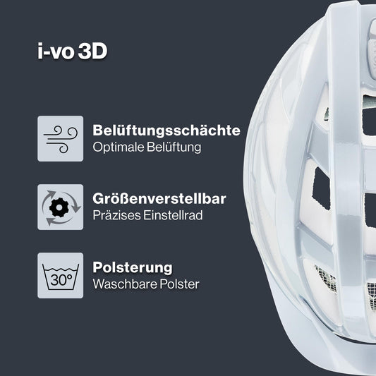 uvex i-vo 3D - Lightweight all-round helmet for men and women - customized size adjustment - expandable with LED light - Cloud - 52-57 cm