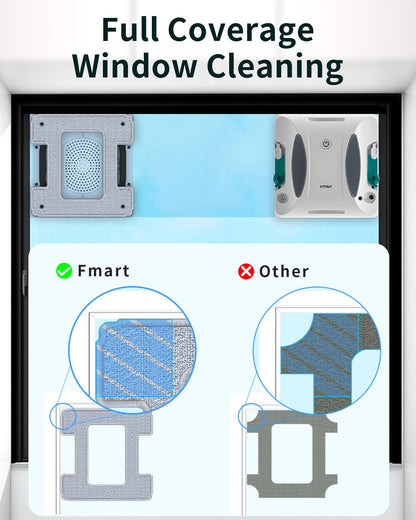 Fmart W6 window cleaning robot with spray function, automatic window robot, powerful 3800pa suction power, 50ml water tank, APP control, automatic path planning