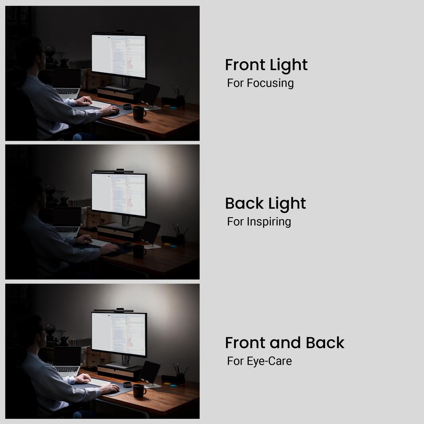 BenQ ScreenBar Halo 2 - LED monitor light with wireless controller, glare-free light, adjustable brightness and color temperature, eye-friendly, USB-powered.