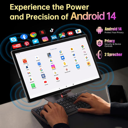 azamp 15.6-inch Android 14 tablet, MES-B3 Large tablet with IPS display, Helio G99 Octa-Core, 6GB RAM+128GB ROM (expandable to 1TB), 12000mAh battery, BT5.0, 2.4G/5G WiFi, 32MP camera.