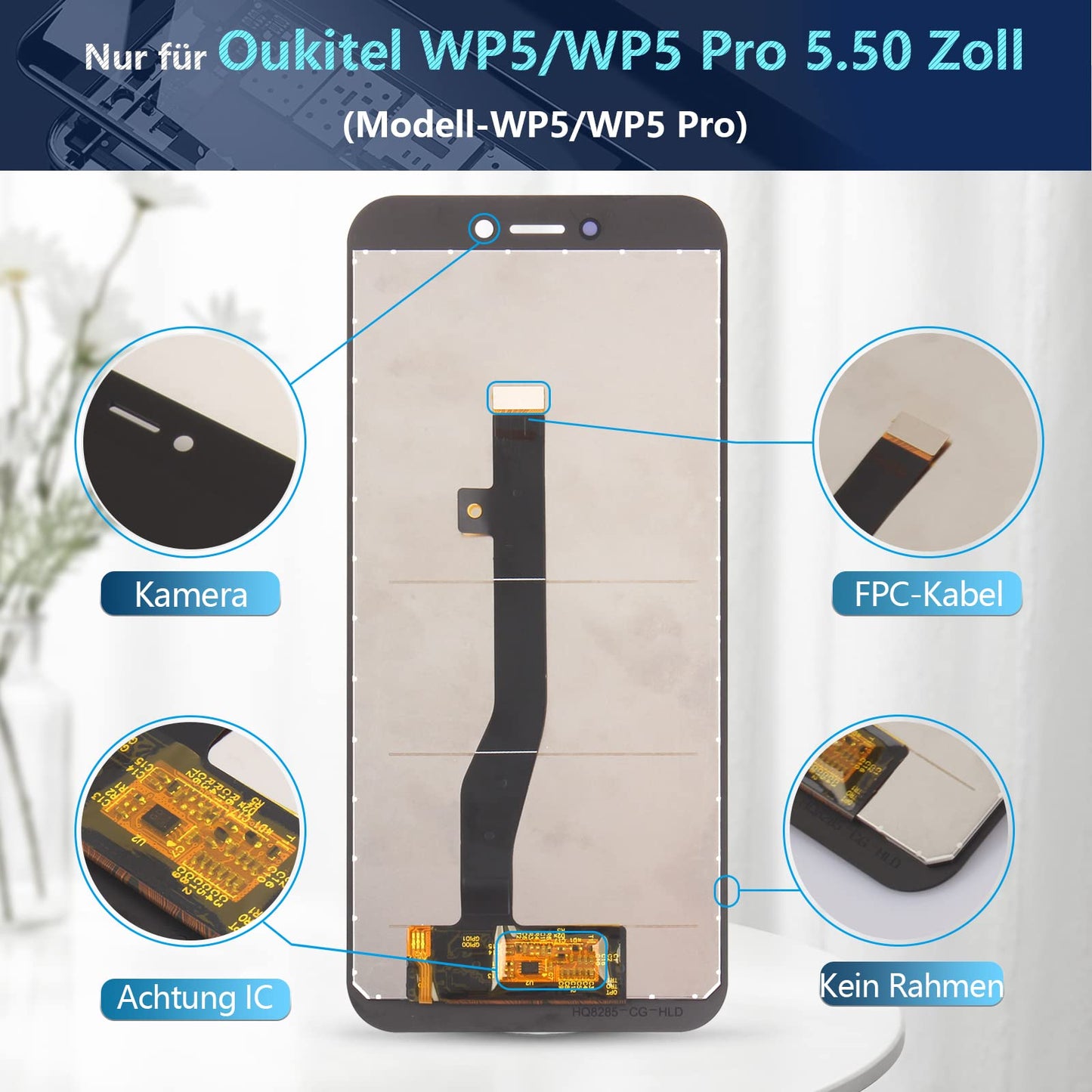 RongZy for Oukitel WP5/WP5 Pro 5.5 inch LCD screen replacement touch display digitizer assembly screen replaced by repair tool kit for Oukitel WP5 (Black)
