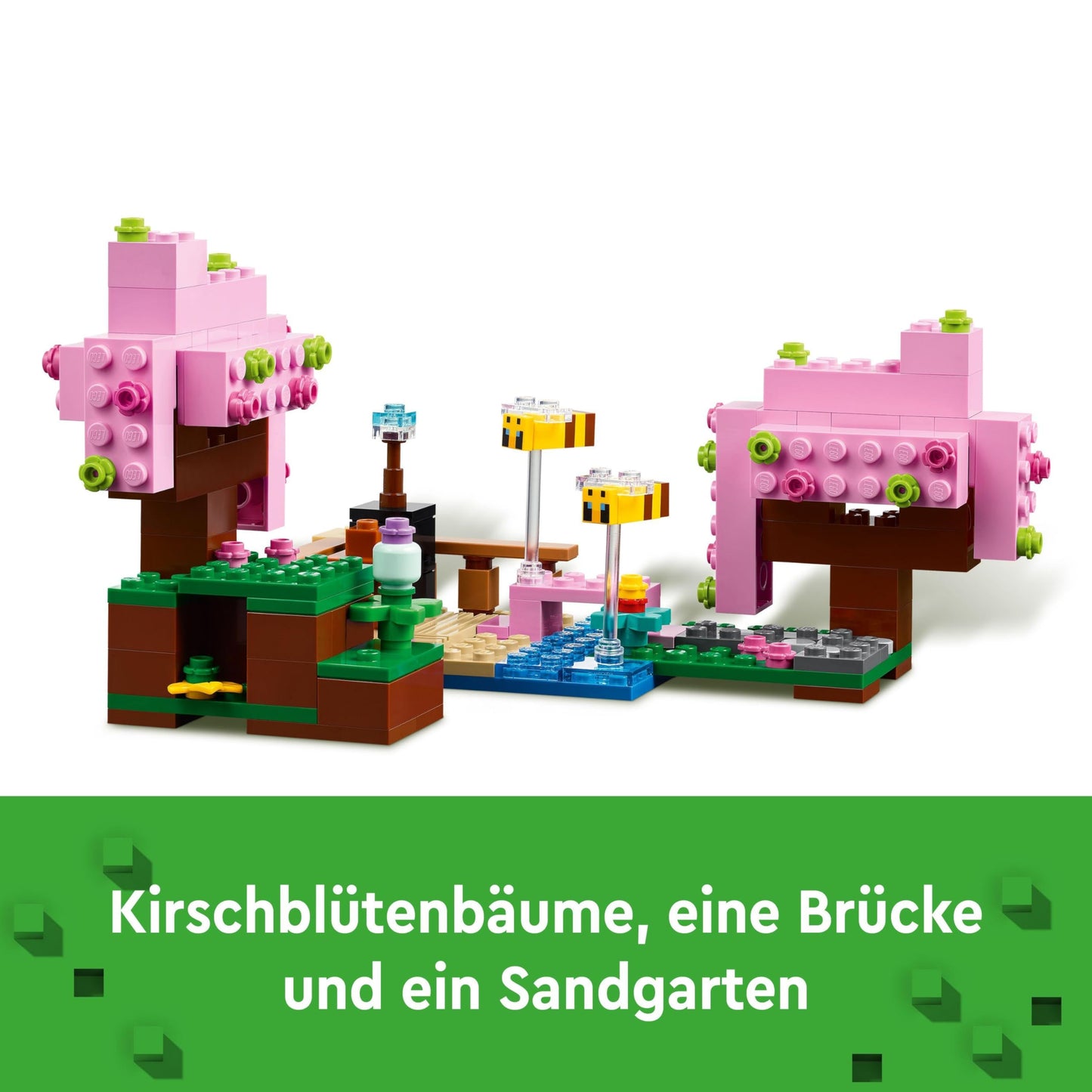 LEGO Minecraft The Cherry Blossom Garden - Toy with trees, Sunny figure, bees and bridge like a zombie - Playset with sneaky function - Gamer gift for boys & girls aged 8 and up - 21260