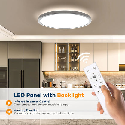 BLNAN LED Ceiling Light Dimmable 24W, Ceiling Lamp with Remote Control, Panel 3000K-6500K 2400lm for Living Room Bedroom Kids Room Bathroom - Modern Round Ultraslim White, 30x2.5cm