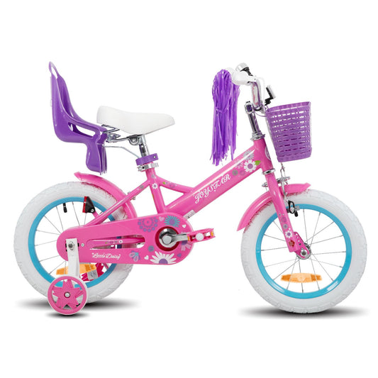 JOYSTAR Daisy 12-Inch Kids Bike for 2-4 Year Old Girls. 12-Inch Wheels Girls Bike with Doll Seat & Bike Streamers & Stabilizers, Purple.