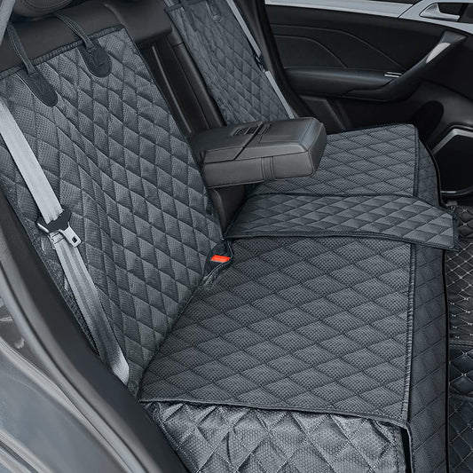 ANOSOSPECIAL Gray Dog Car Seat Cover for Back Seat, Pet-friendly and waterproof, universal fit, interior protection for car, van, SUV - perfect for kids and pets.