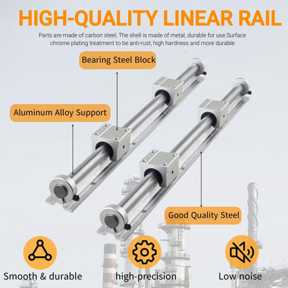 CNCYEAH 2 pieces Linear Guide SBR12-400mm Linear Guide Rail + 4 pieces SBR12UU bearing blocks + 4 pieces 12mm Fixed Ring for 3D printer and CNC Machin