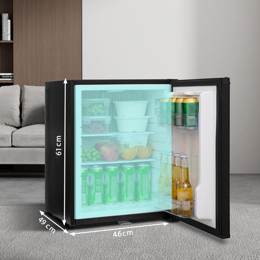 Smad Camping Fridge 12v 230v, 51L, Quiet RV Fridge, Absorber Fridge 12v for Room, Hotel, Bedroom, Camping, Travel, 12v 230v Fridge with Lock, Reversible Door, Black