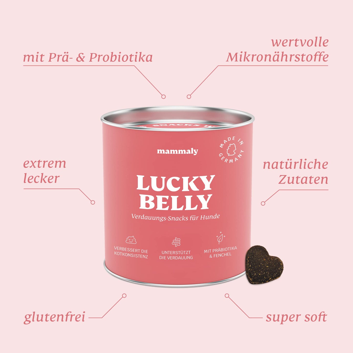 9-in-1 Probiotics for Your Dog - Lucky Belly 220 Drops (650g) by Mammaly - Helps with stomach and digestive issues for gastrointestinal health, digestive snacks for grass eaters & stool eaters. Treats with chicken flavor.