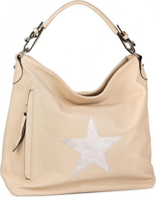 styleBREAKER Shopper handbag in vintage look with star, shoulder bag, crossbody bag, women 02012076, color: light brown