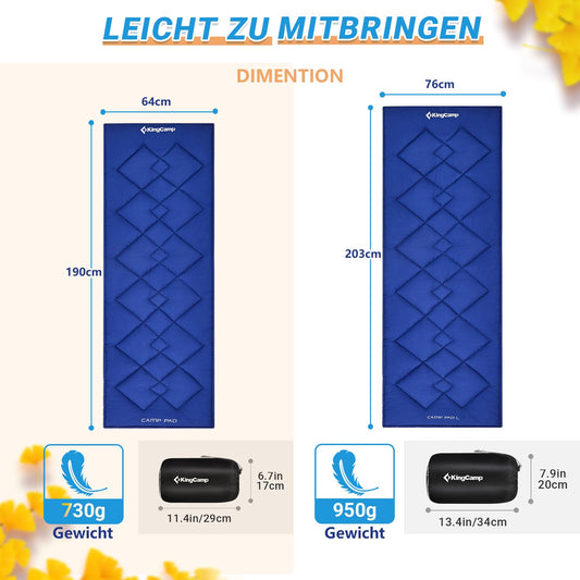 KingCamp Field Bed Pad 100% Cotton Sleeping Mat Travel Blanket for Camping Bed Cot Garden Lounger Sun Lounger 203 × 76 cm.