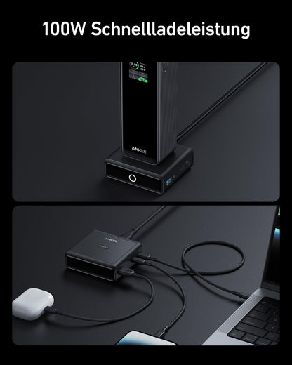 Anchor charging station for Anchor Prime Powerbank, 100W fast charging with 4 ports, for MacBook Pro/Air series, iPhone 14/13 series, Galaxy, AirPods, and more (Powerbank sold separately)