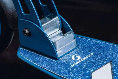 Six Degrees Aluminum Scooter with folding mechanism and stand, 205 mm, height adjustable, GS tested, blue, TEST WINNER