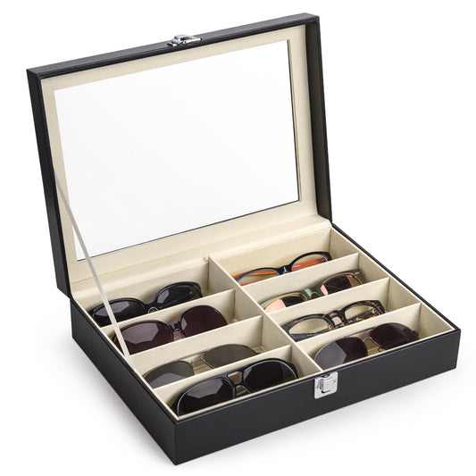 CO-Z Glasses Case Storage Box for 8 Glasses Sunglasses Organizer PU Leather Sunglasses Storage Case