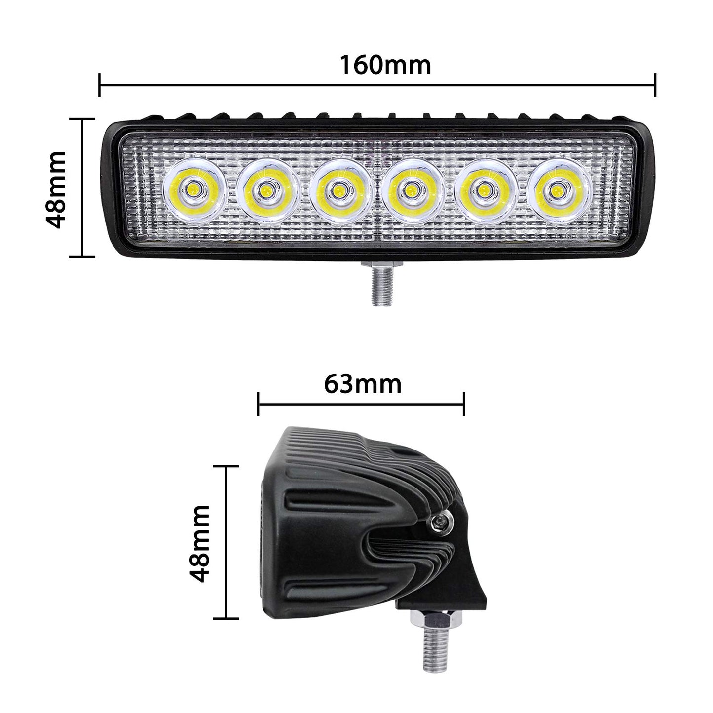 HENGMEI 18W LED work light reflector spotlight working light LED additional spotlight floodlight for off-road agricultural tractor (4X18W)