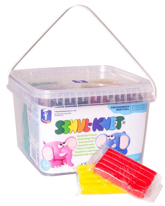 Feuchtmann SCHOOL-DOUGH | EDU Bucket set with 14 x 140g sticks of kids dough | vegan gluten-free playdough | non-drying clay | non-toxic modeling material