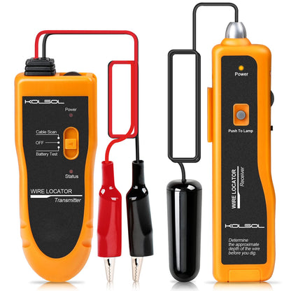 Kolsol F02 underground cable locator, cable locator with headphones, cable tester for pet fence cables, buried cables, irrigation control wires.