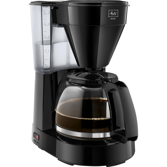 Melitta Easy - Coffee maker with removable swivel filter, filter coffee machine with glass carafe and drip stop, for up to 10 cups of coffee, black