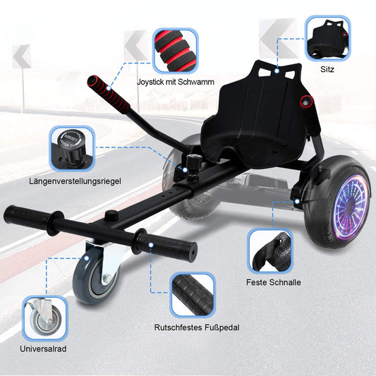 EINFEBEN Hoverboard Seat, Kart Extension for 6.5-10 inch Hoverboards, Seat Scooter for 2 Wheel Balancing, Scooter Adjustable Karting Bracket suitable for Adults and Children.