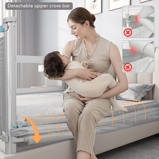 Sinbide bed rail adjustable guardrail for children's bed, baby safety, 100cm high, metal frame, 0-6 years (Gray, 100x180cm)
