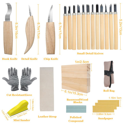 JOLIGAEA Wood Carving Tool Set, 95 Piece Carving Tool for Wood Carving Set, Wood Carving Set, Wood Tool Carving Set for Beginners/Professionals