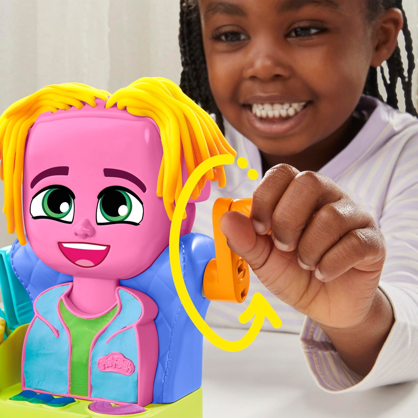 Play-Doh Crazy Cuts Hair Salon Playset with 6 Cans, pretend play toy, creative toy for girls and boys ages 3 and up.