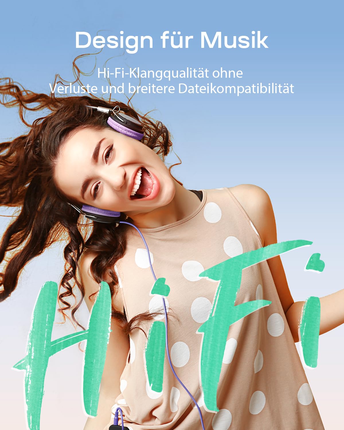 YOTON MP3 player with Bluetooth 5.2, 64GB storage, compact HiFi music player with sport clip, independent volume control, FM radio, includes headphones, white.