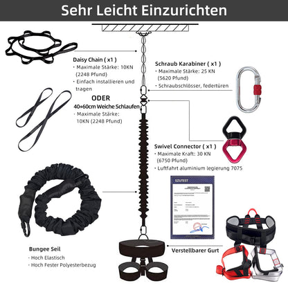 PRIOR FITNESS Bungee Fitness Equipment Set, heavy bungee resistance band, elastic dance bungee cord, bungee training device for home, gym, professional training equipment. (70KG)