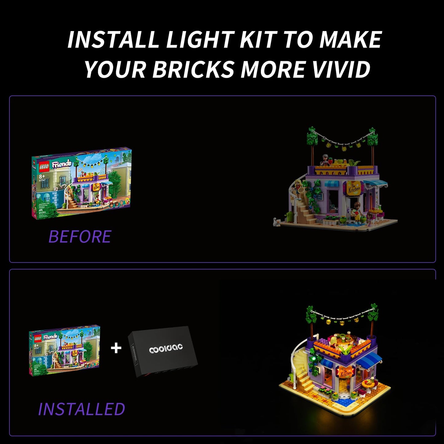 cooldac LED light set Compatible with Lego 41747 Heartlake City Community Kitchen, Light Set Compatible with Lego Heartlake City Community Kitchen Building Blocks Model.